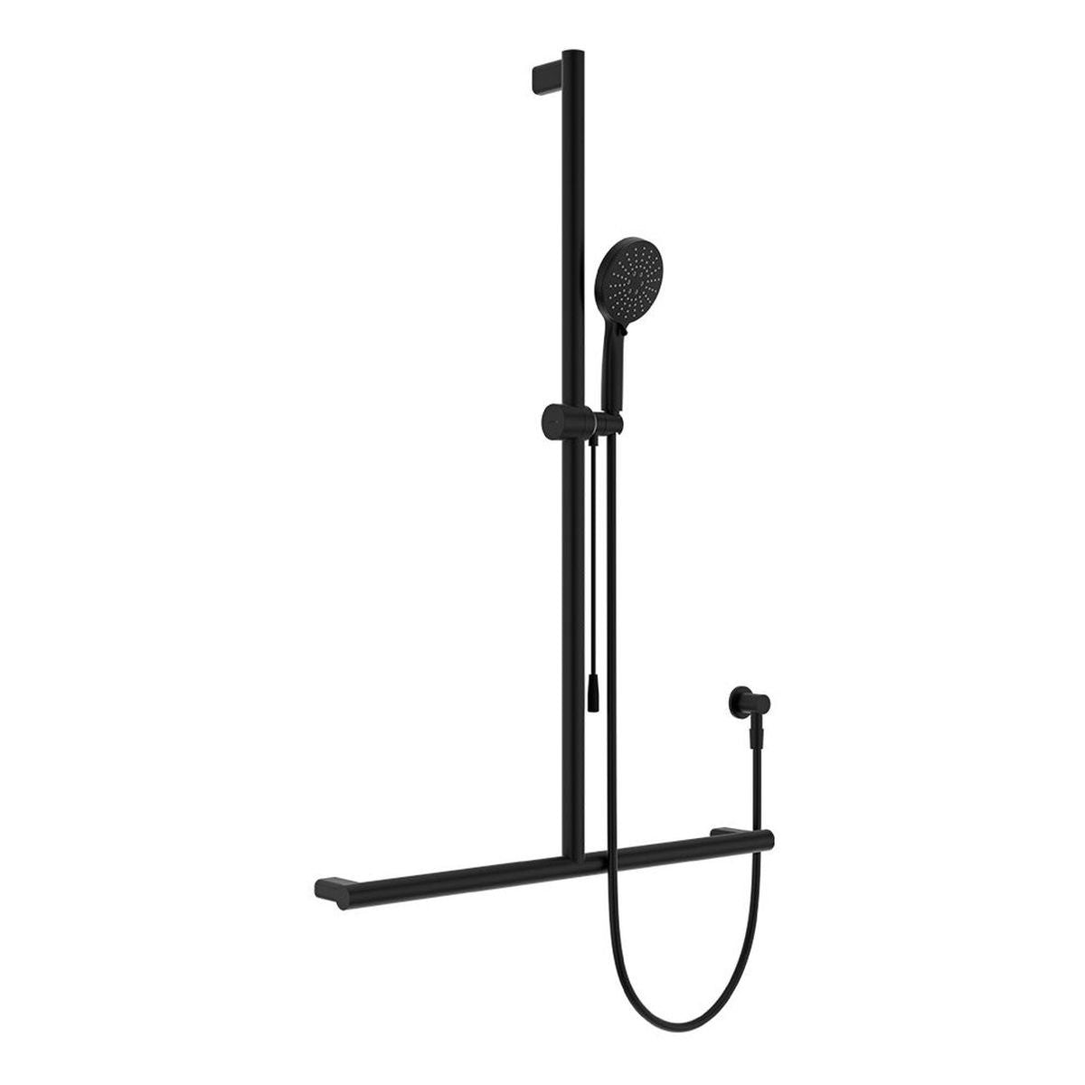 Fienza Care Inverted T Rail Shower with Push/Pull Slider, Matte Black