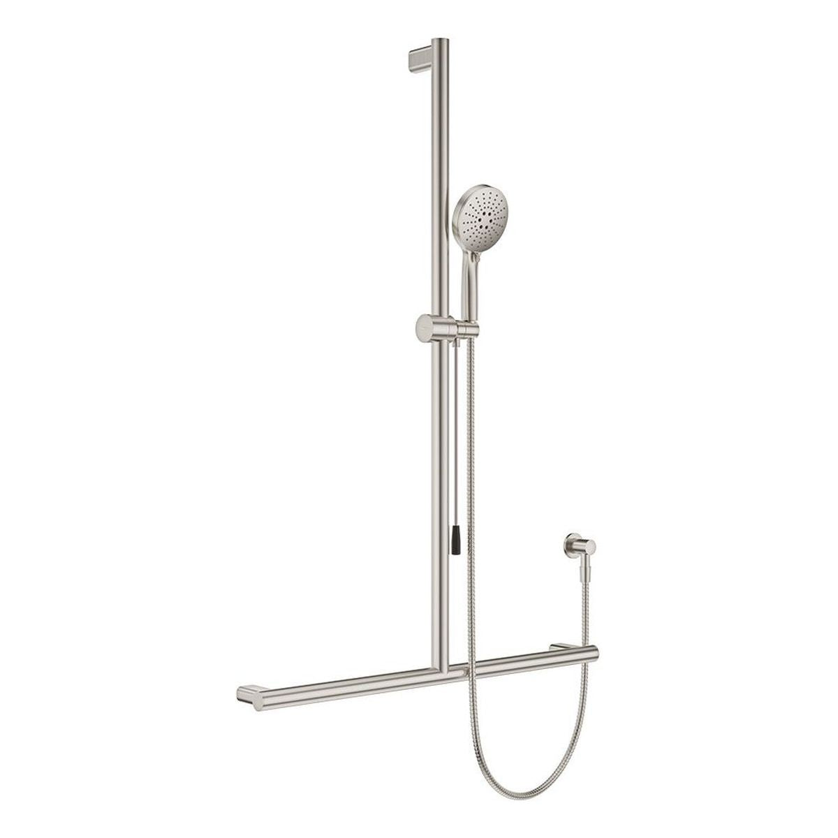 Fienza Care Inverted T Rail Shower with Push/Pull Slider, Brushed Nickel
