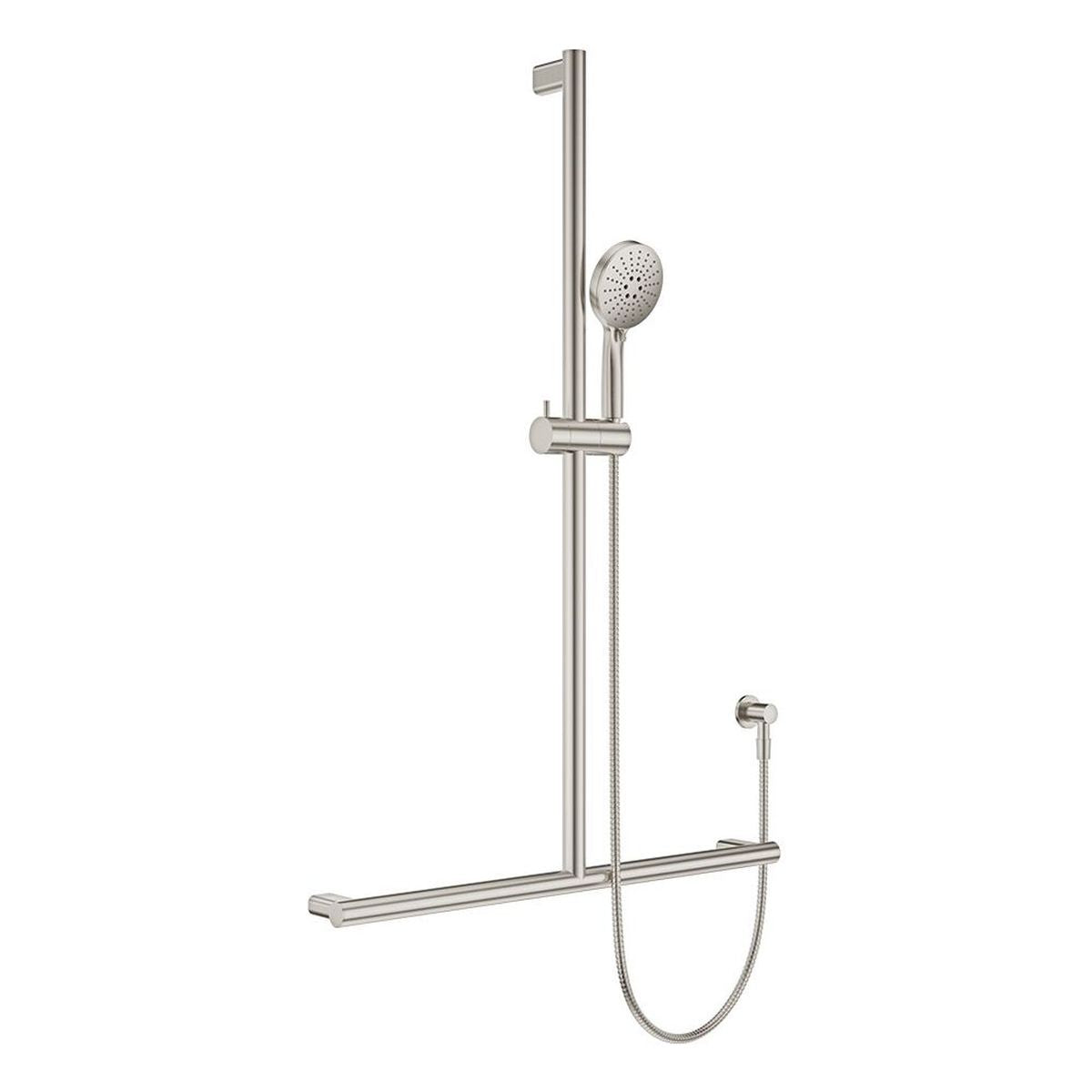 Fienza Care Inverted T Rail Shower, Brushed Nickel