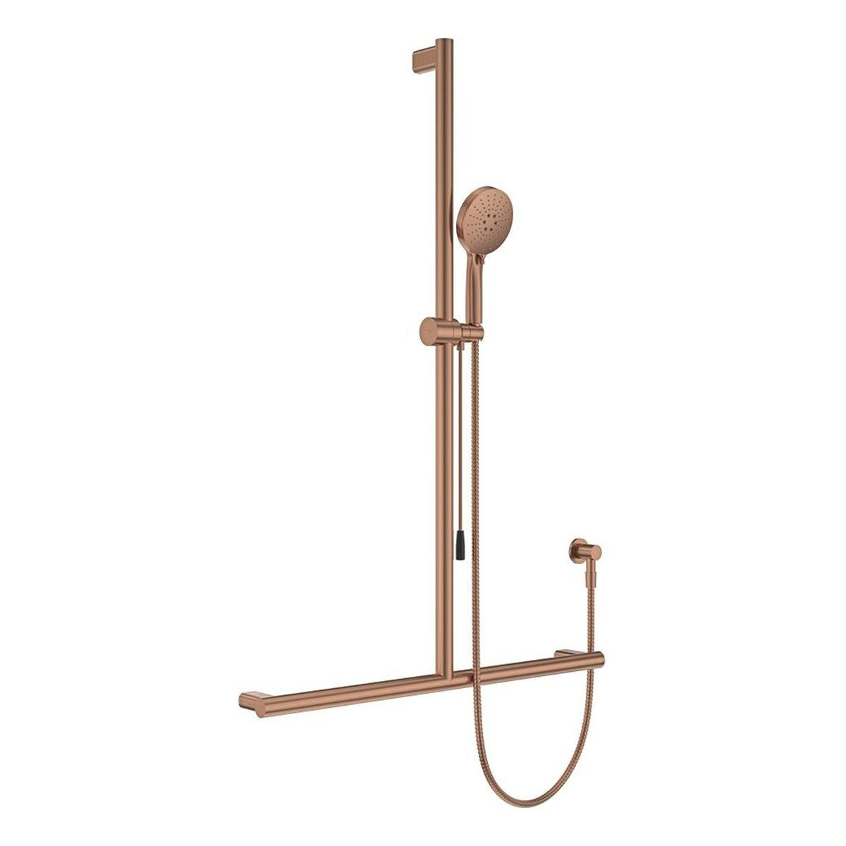 Fienza Care Inverted T Rail Shower with Push/Pull Slider, Brushed Copper