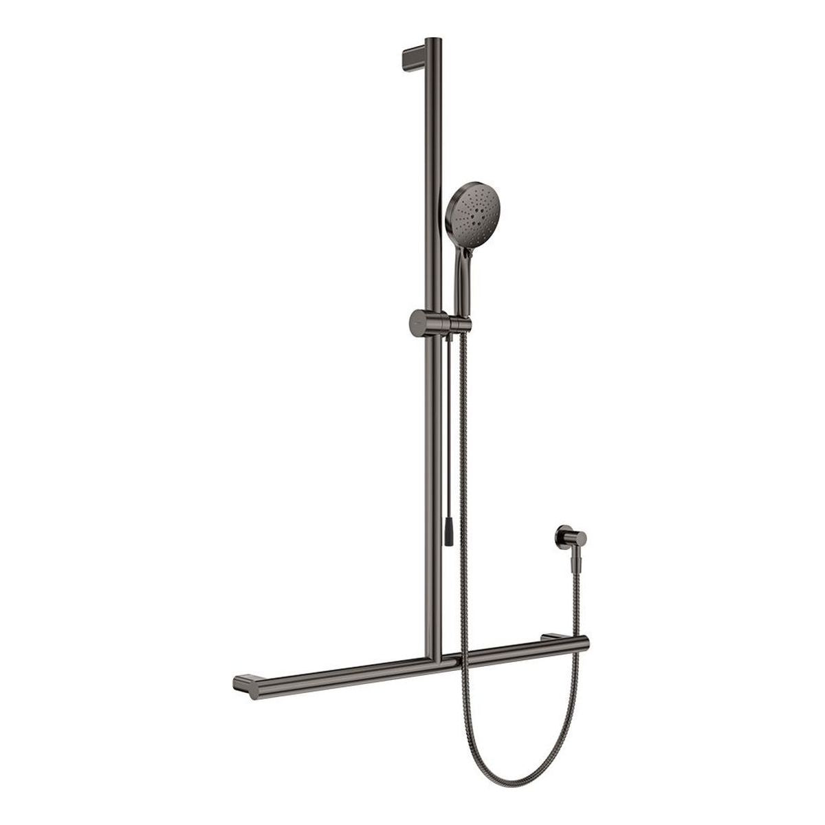 Fienza Care Inverted T Rail Shower with Push/Pull Slider, Gun Metal