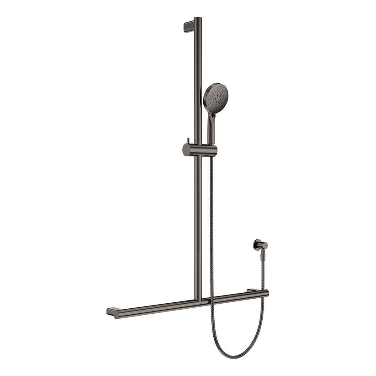 Fienza Care Inverted T Rail Shower, Gun Metal