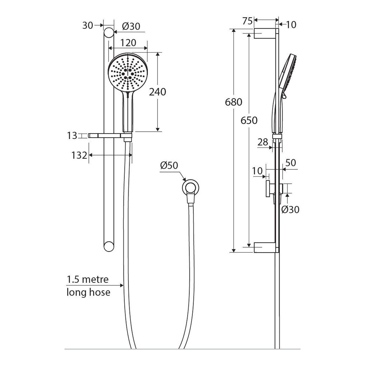 Empire Slim Rail Shower, Chrome