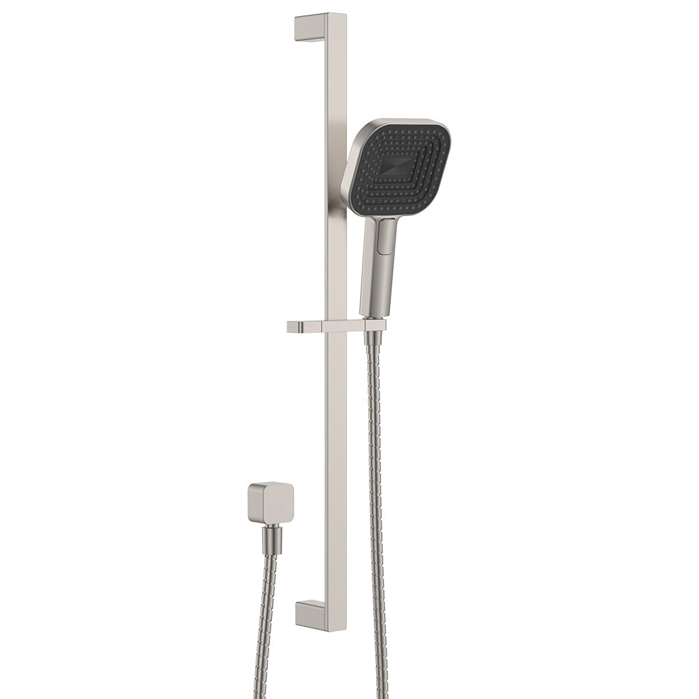 Fienza Kuro Rail Shower Soft Square Head , Brushed Nickel