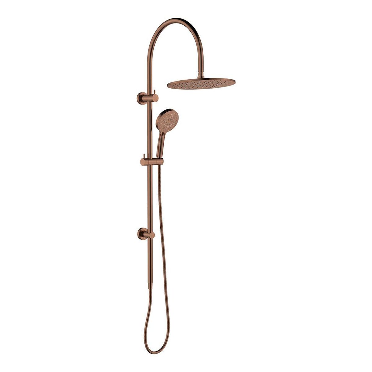 Empire Slim Curved Twin Shower, Brushed Copper