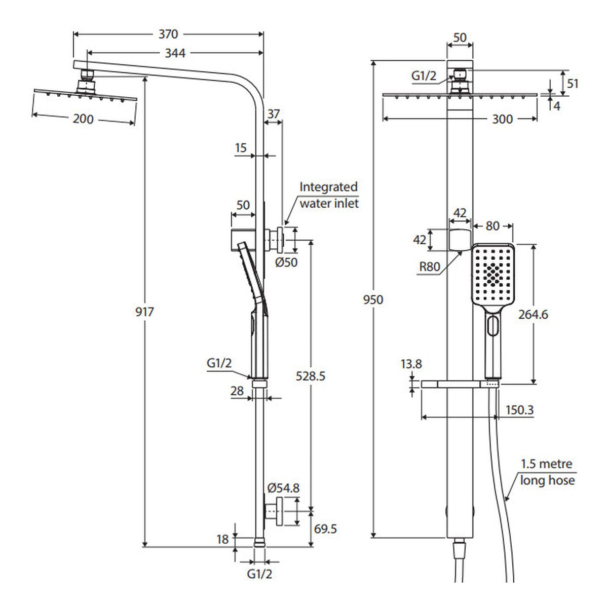 Fienza Tono Deluxe Twin Shower, Gun Metal