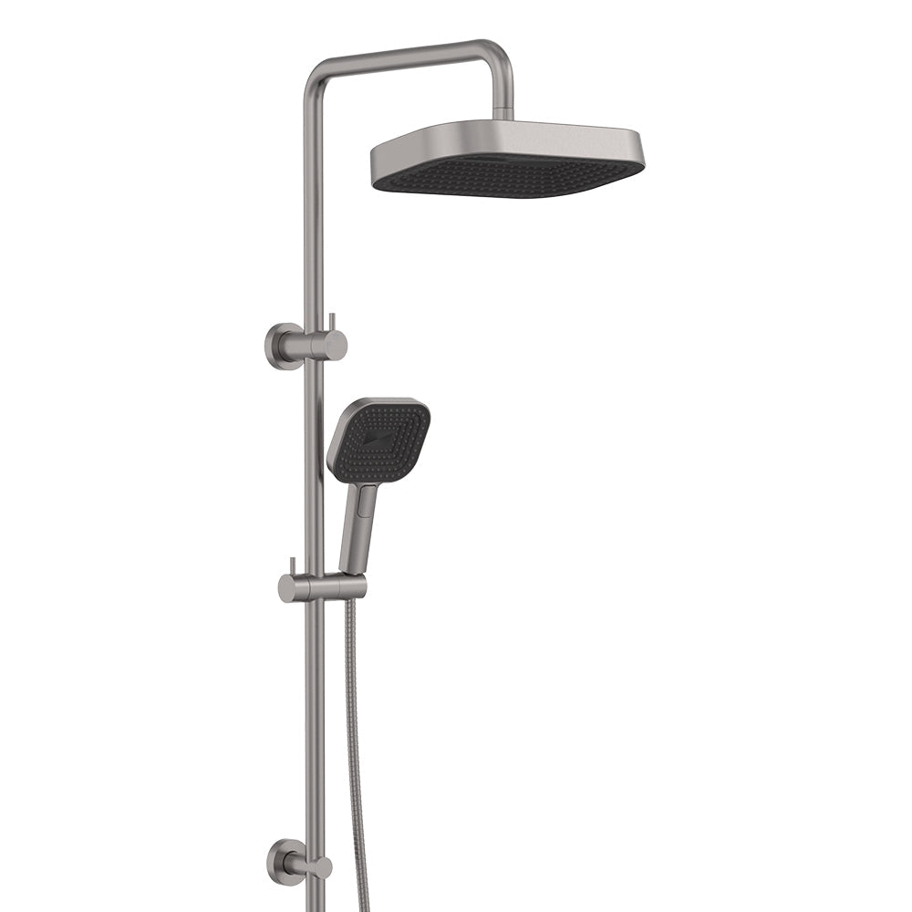 Fienza Kuro Twin Shower, Soft Square Head, Gun Metal