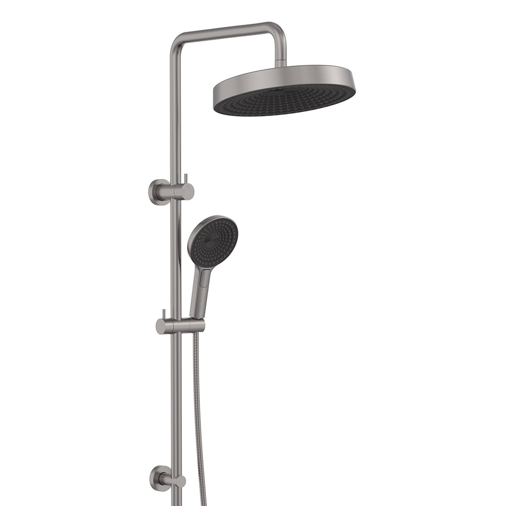 Fienza Kuro Twin Shower, Round Head, Gun Metal