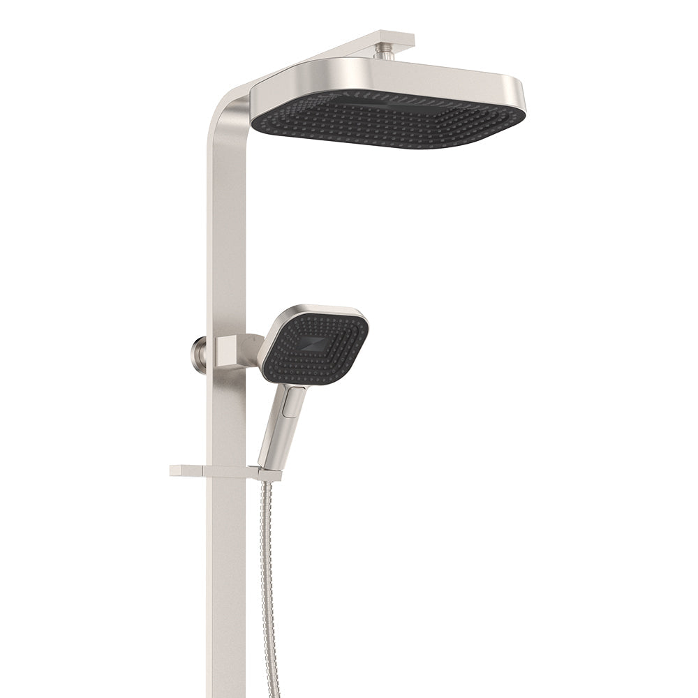 Fienza Kuro Deluxe Twin Shower Soft Square Head, Brushed Nickel