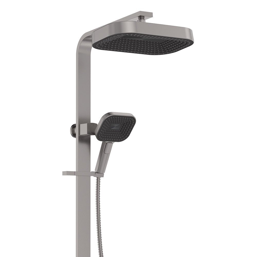 Fienza Kuro Deluxe Twin Shower Soft Square Head, Gun Metal