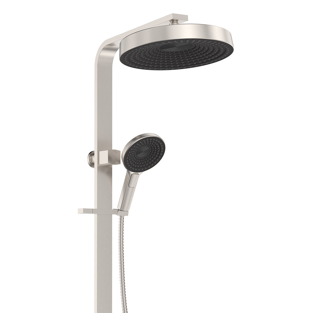 Fienza Kuro Deluxe Twin Shower Round Head, Brushed Nickel