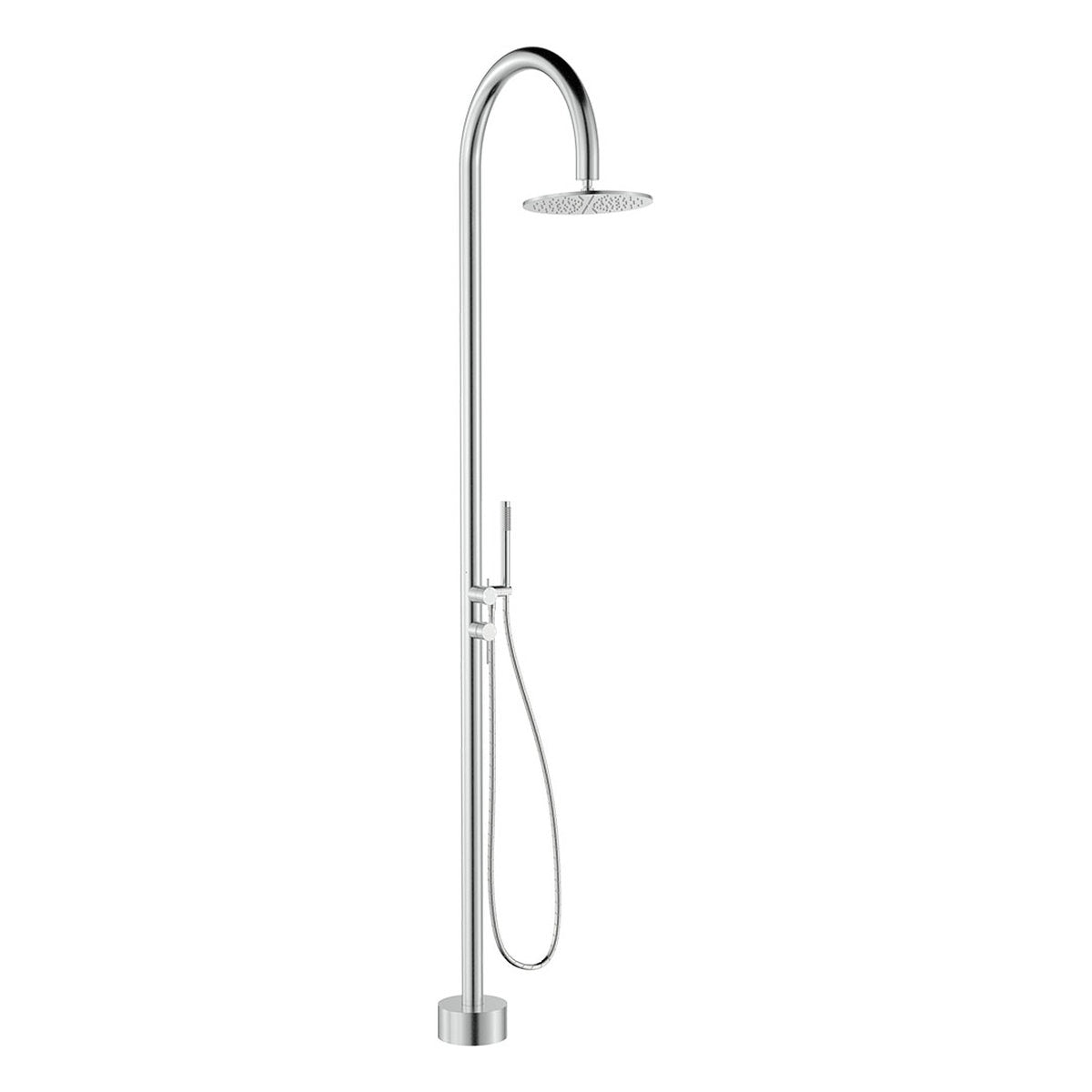 Fienza Kaya Floor Mounted Outdoor Twin Shower, Brushed Stainless Steel