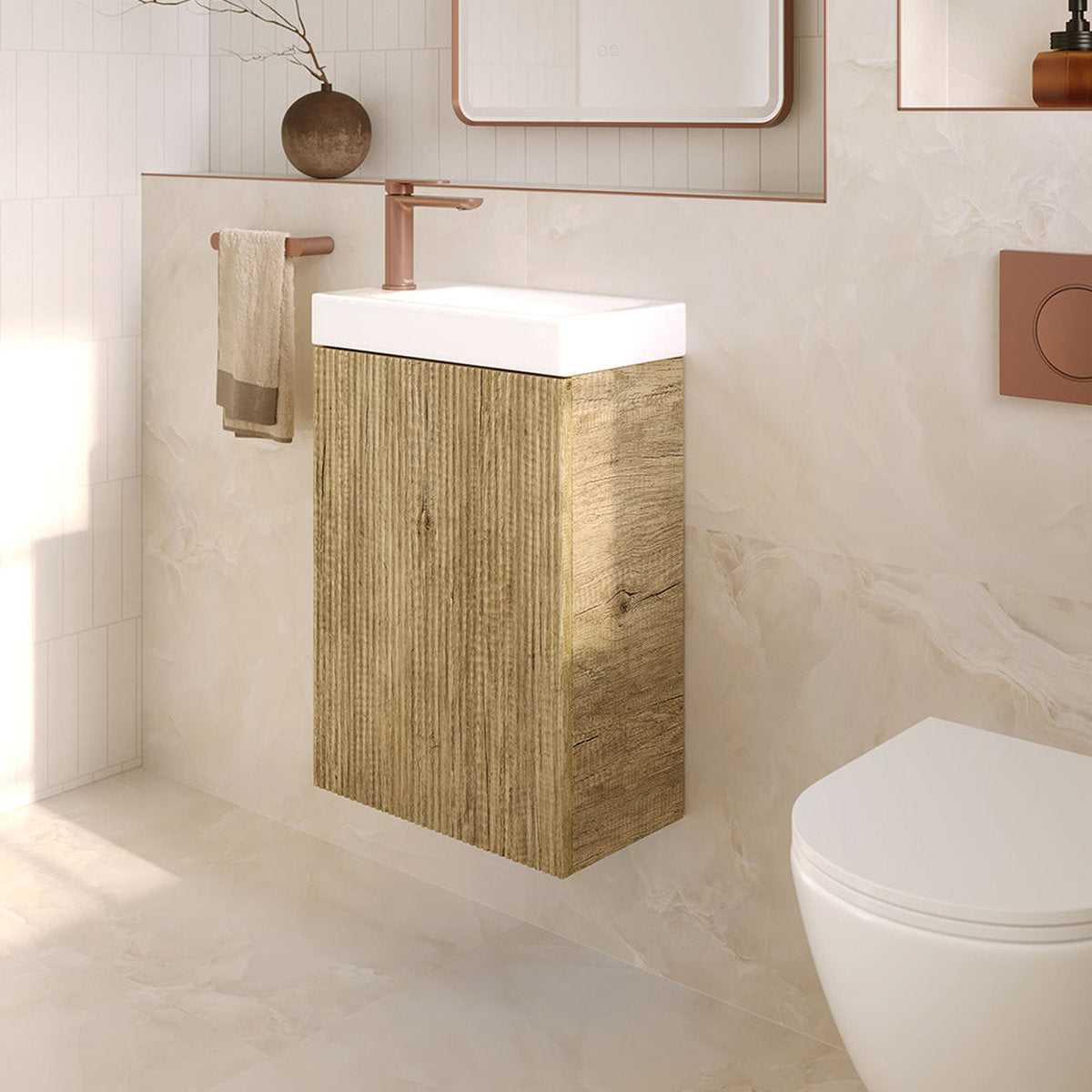 Fienza Denzel Minka 450 Wall-Hung Vanity, No Overflow, Scandi Oak