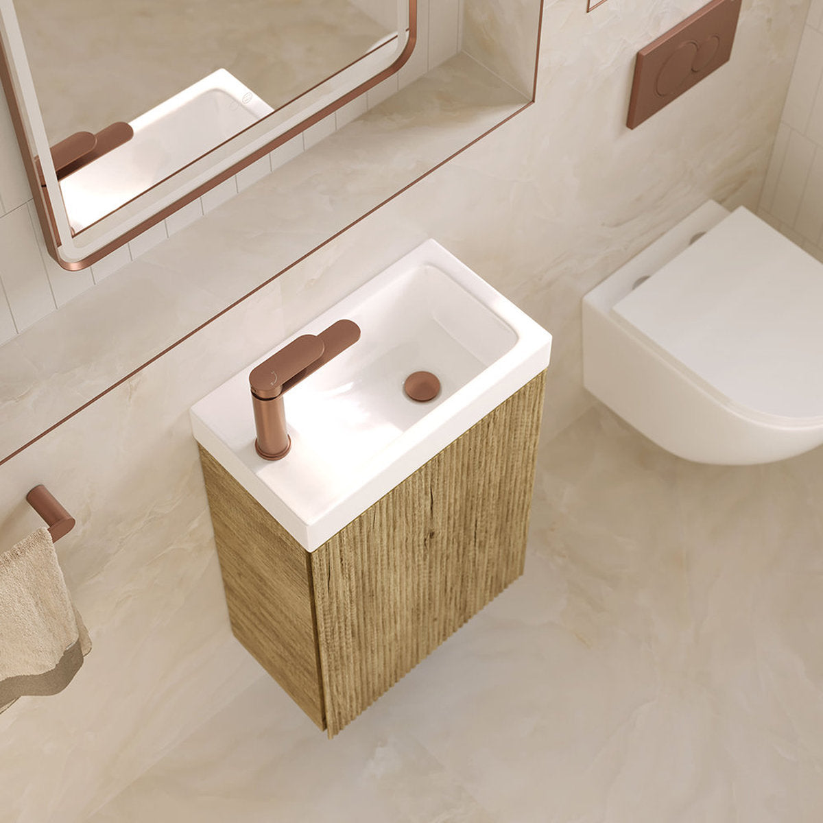 Fienza Denzel Minka 450 Wall-Hung Vanity, No Overflow, Scandi Oak