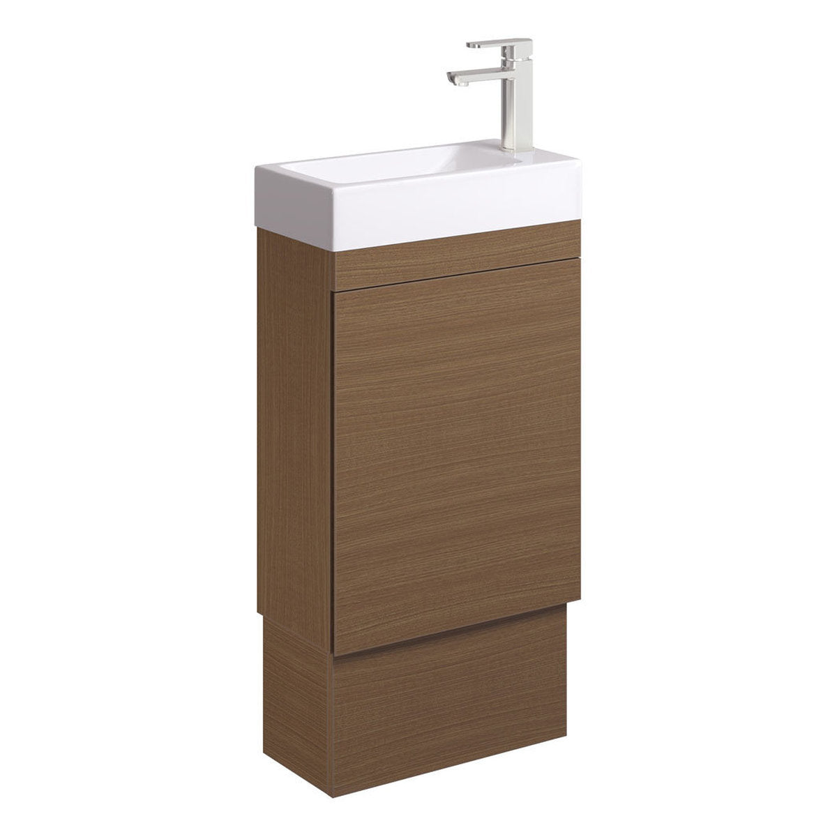 Fienza Denzel Edge 450 Ensuite Vanity On Kick, Walnut
