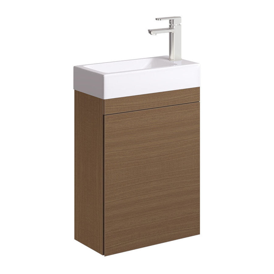 Fienza Denzel Edge 450 Ensuite Wall Hung Vanity, Walnut