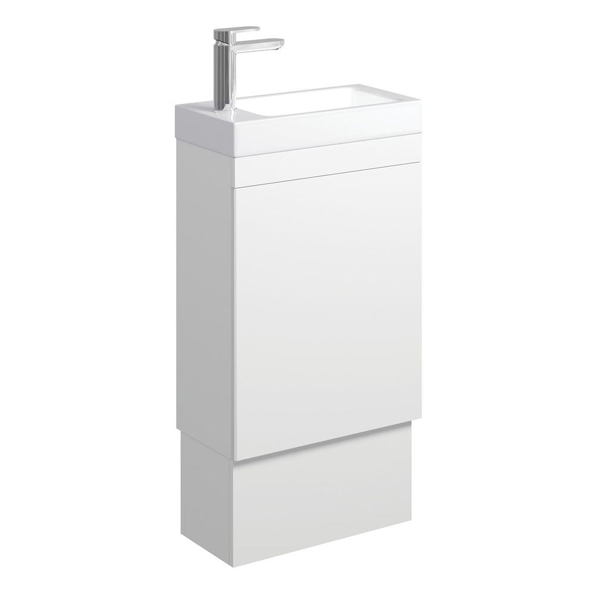 Fienza Denzel Edge 450 Ensuite Vanity On Kickboard, Satin White