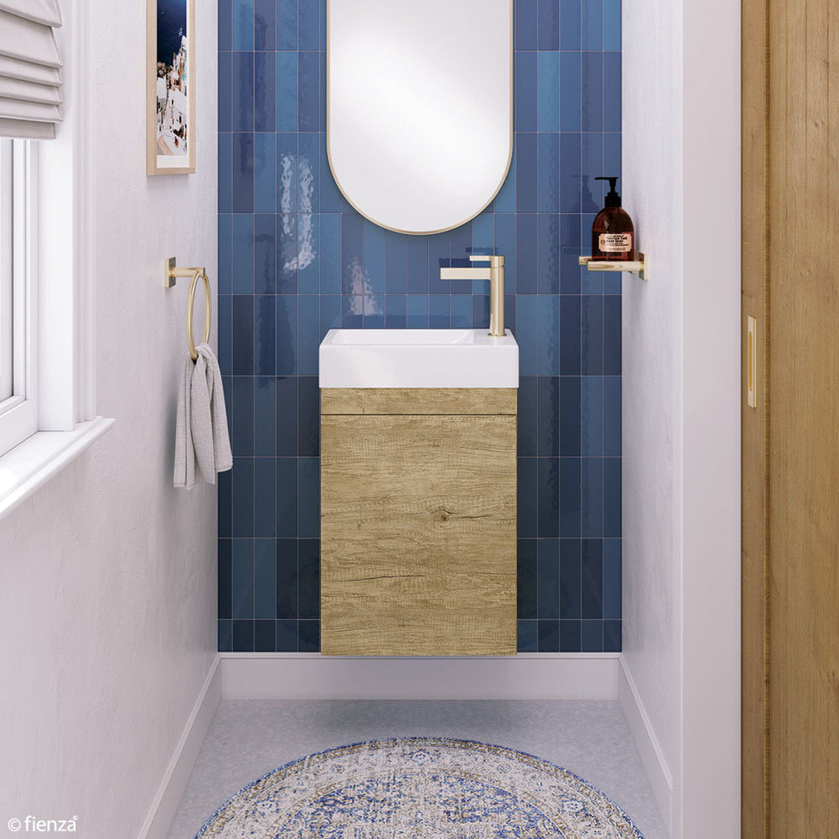 Fienza Edge 450 Ensuite Wall-Hung Vanity With Overflow, Scandi Oak