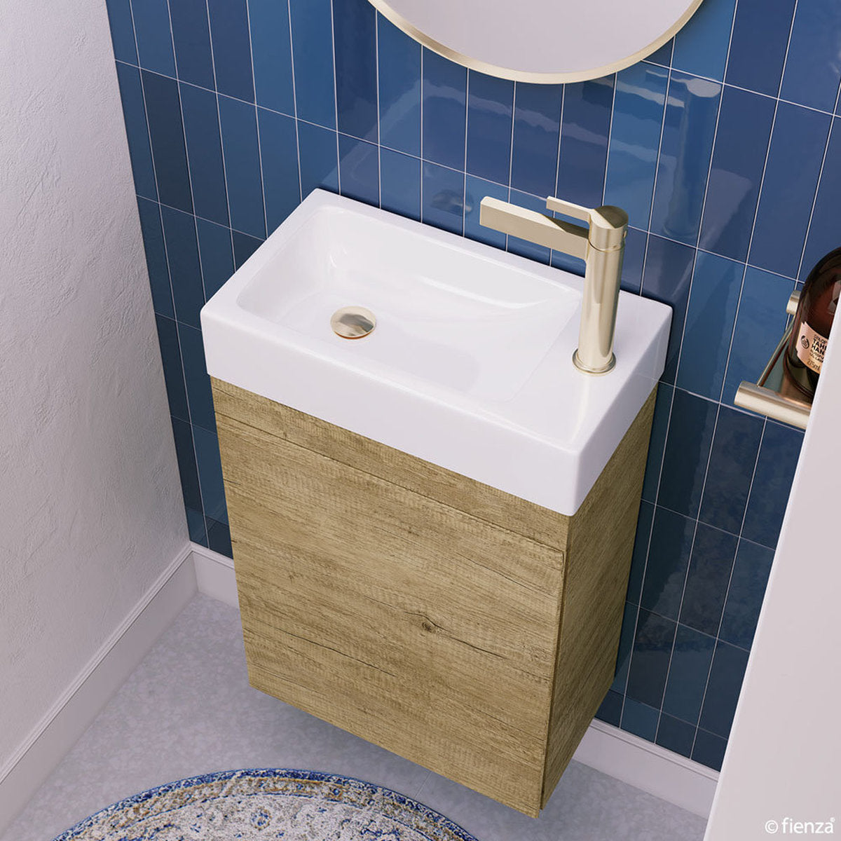 Fienza Edge 450 Ensuite Vanity On Kickboard, No Overflow, Scandi Oak