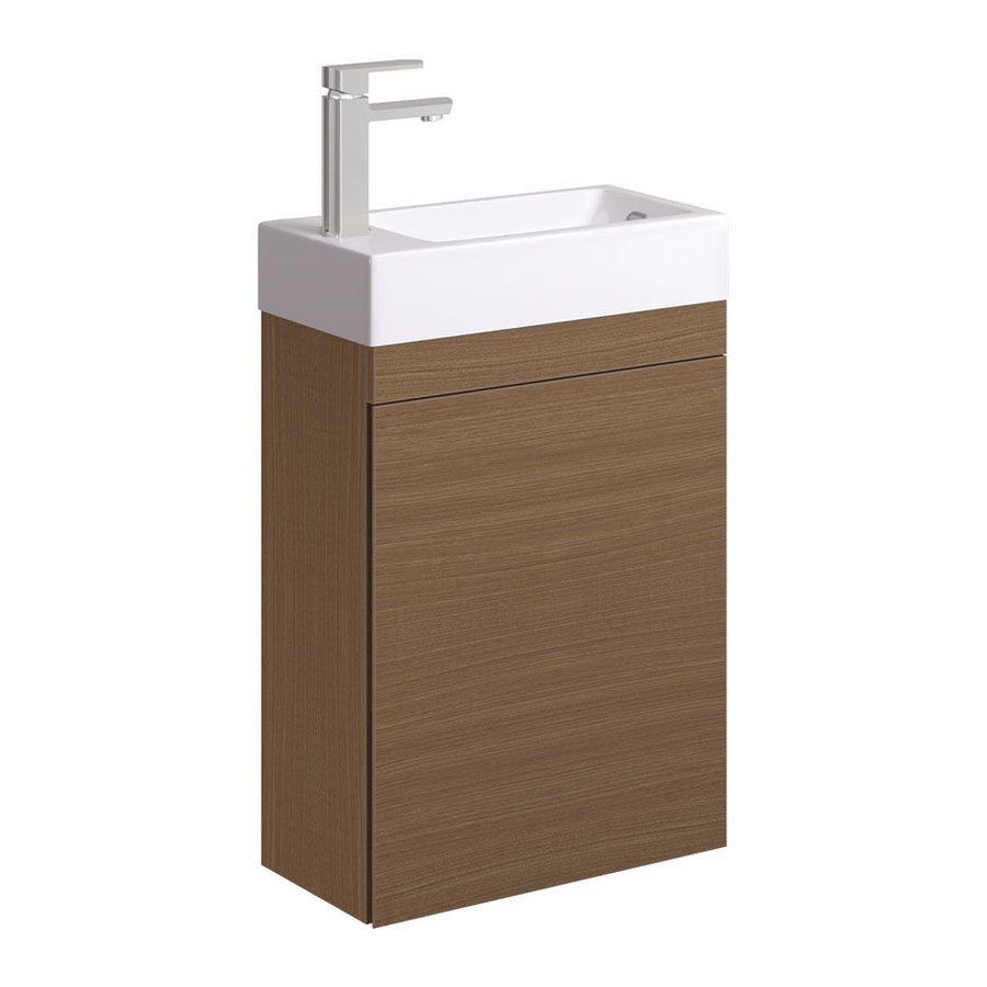 Fienza Edge 450 Ensuite Wall-Hung Vanity With Overflow, Walnut