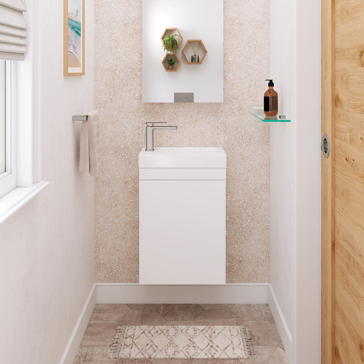 Fienza Edge 450 Ensuite Wall-Hung Vanity, No Overflow, Satin White