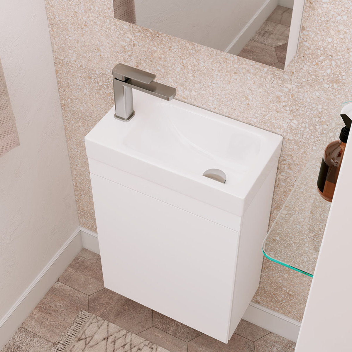 Fienza Edge 450 Ensuite Wall-Hung Vanity, No Overflow, Satin White