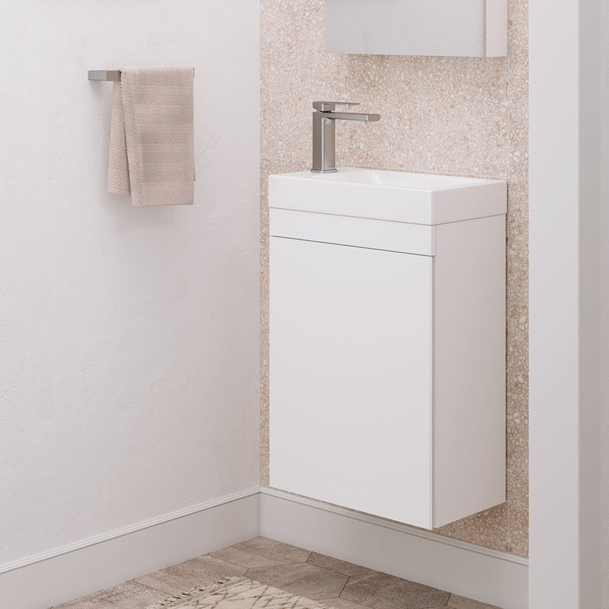 Fienza Edge 450 Ensuite Wall-Hung Vanity, No Overflow, Satin White