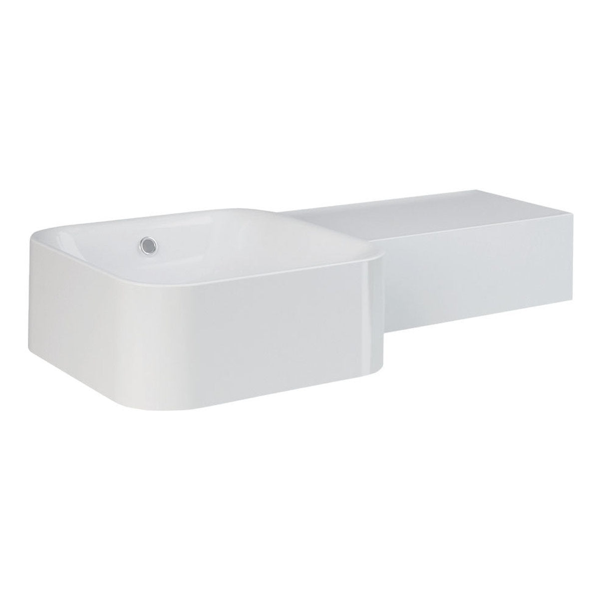 Fienza RAK Petit Square Wall Basin, Right Edge, No Tap Hole