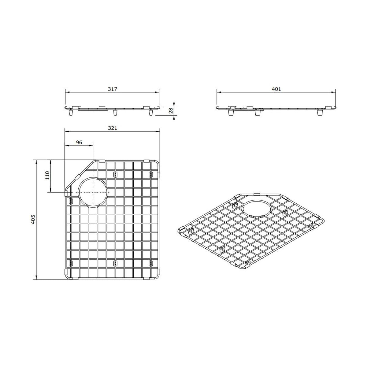 Chester Stainless Steel Grid - Right Hand Side