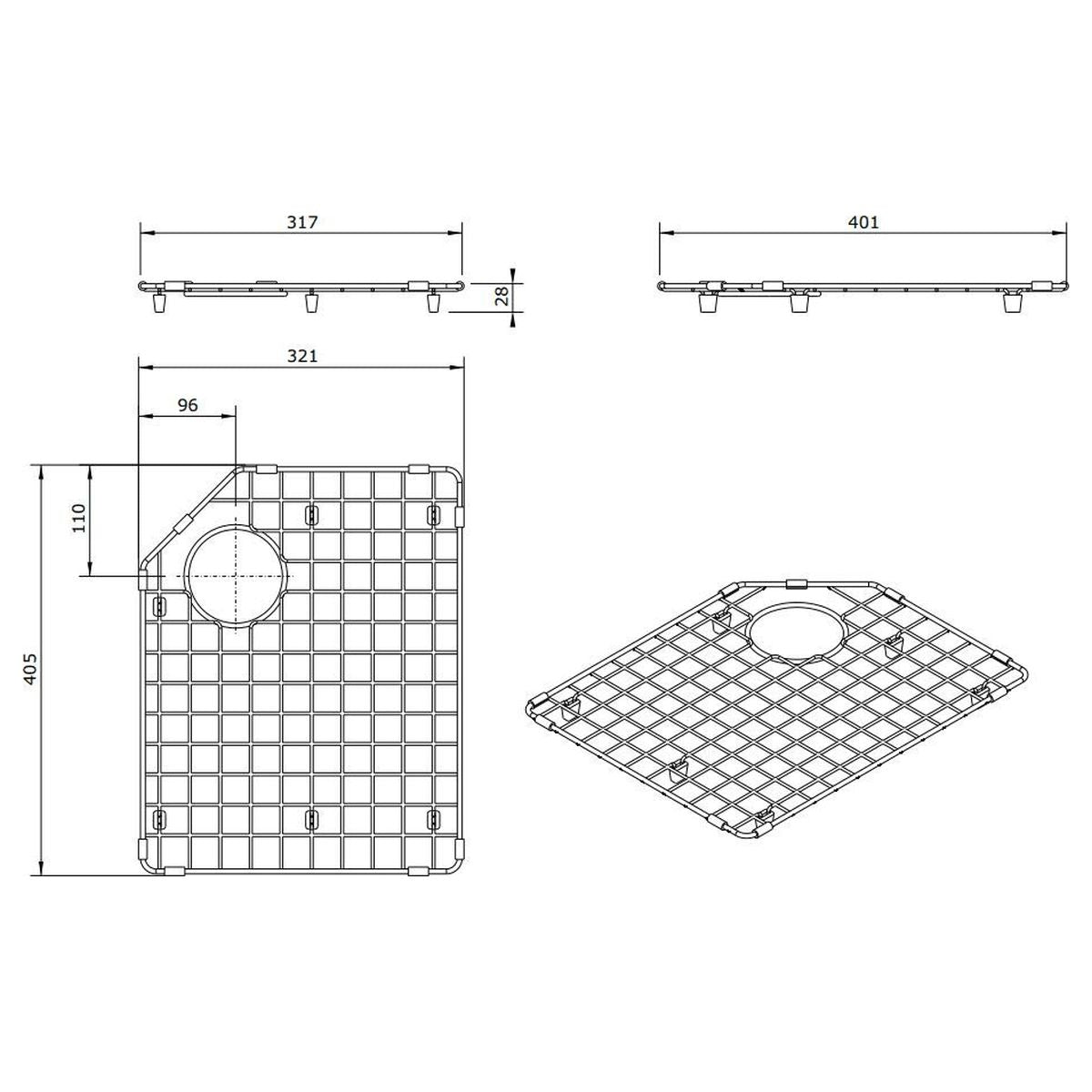 Chester Stainless Steel Grid - Right Hand Side
