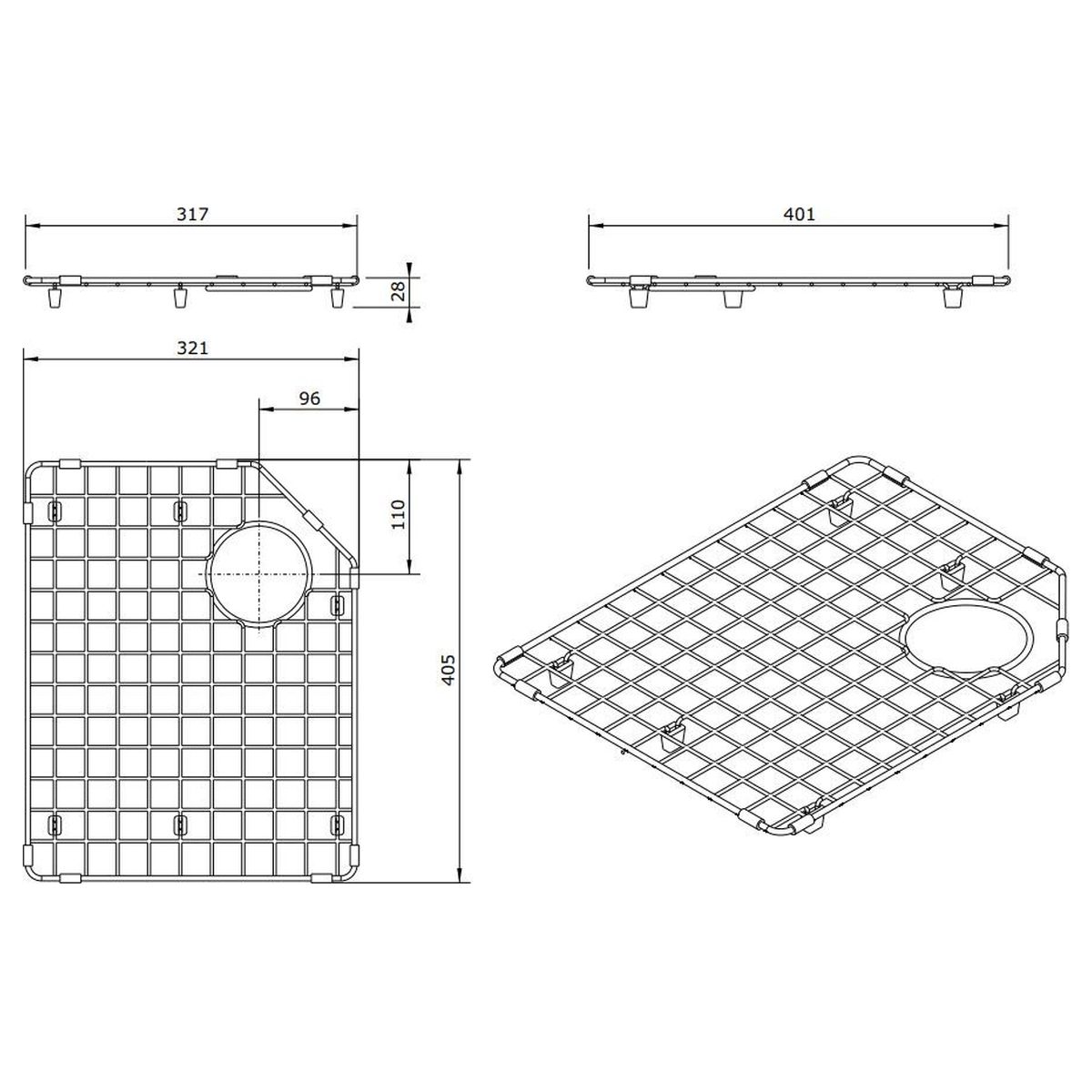 Chester Stainless Steel Grid - Left Hand Side