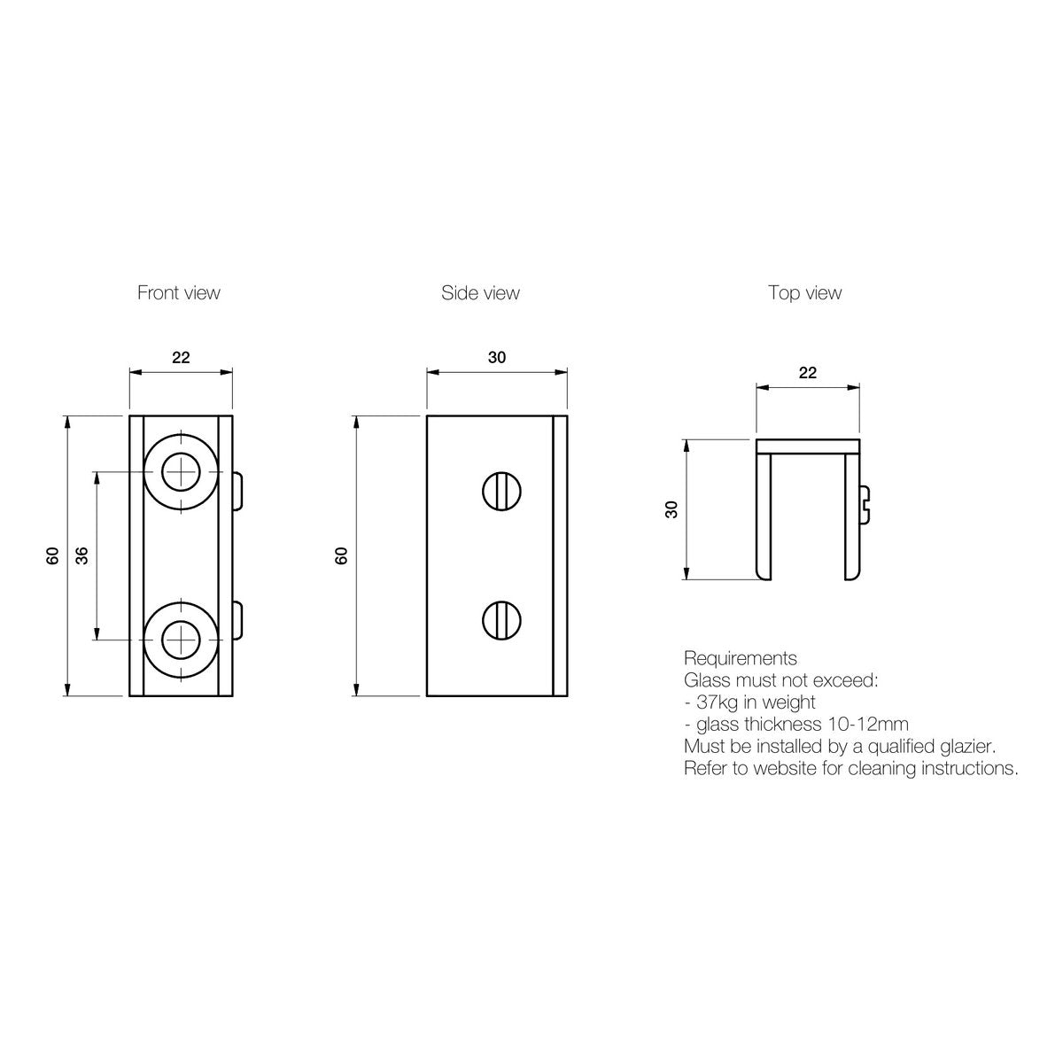 Brodware Wall To Glass Bracket