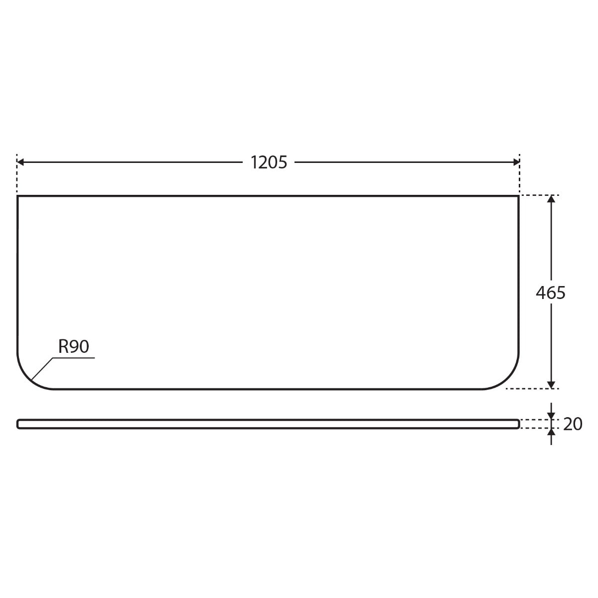 Fienza Curved Silica Free Stone Tops 1200