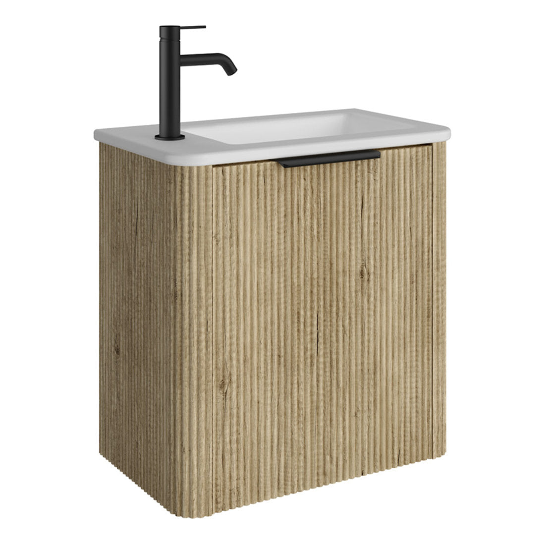 Fienza Minka Mini 550 Wall-Hung Vanity, Left Hand Tap, Scandi Oak