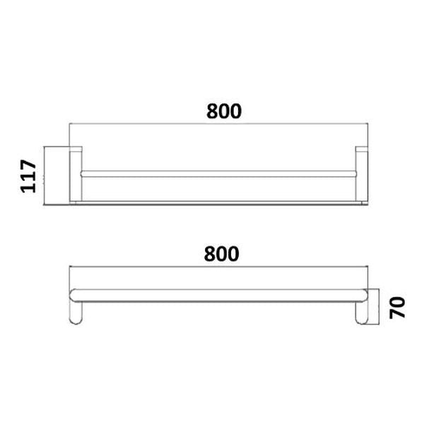 Akemi Double Towel Rail 800mm Chrome & Matte Black