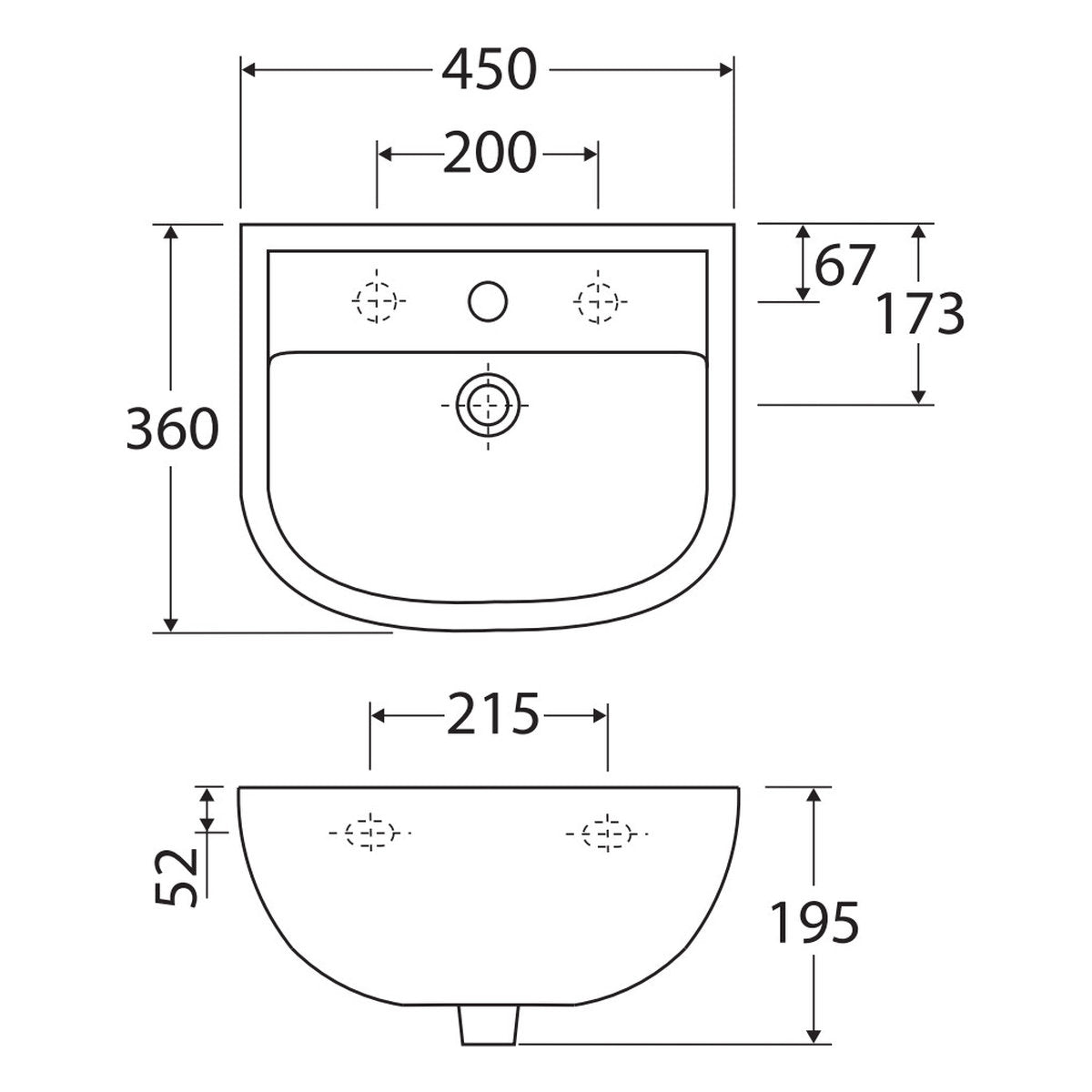 Fienza RAK Compact 450 Wall Basin