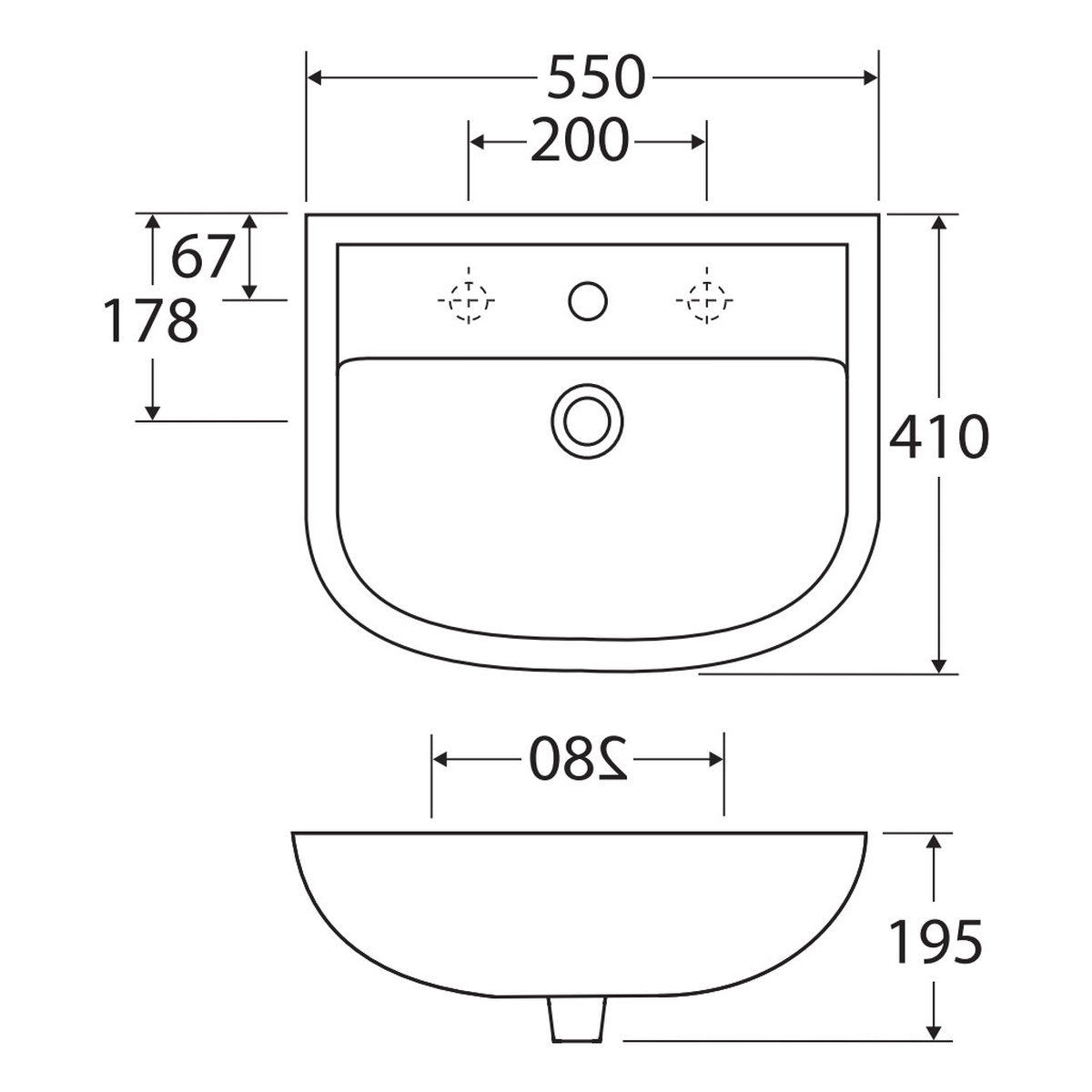 Fienza RAK Compact 550 Wall Basin