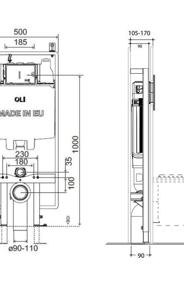 Studio Bagno Oli 74 In Wall Cistern With Frame - Pneumatic
