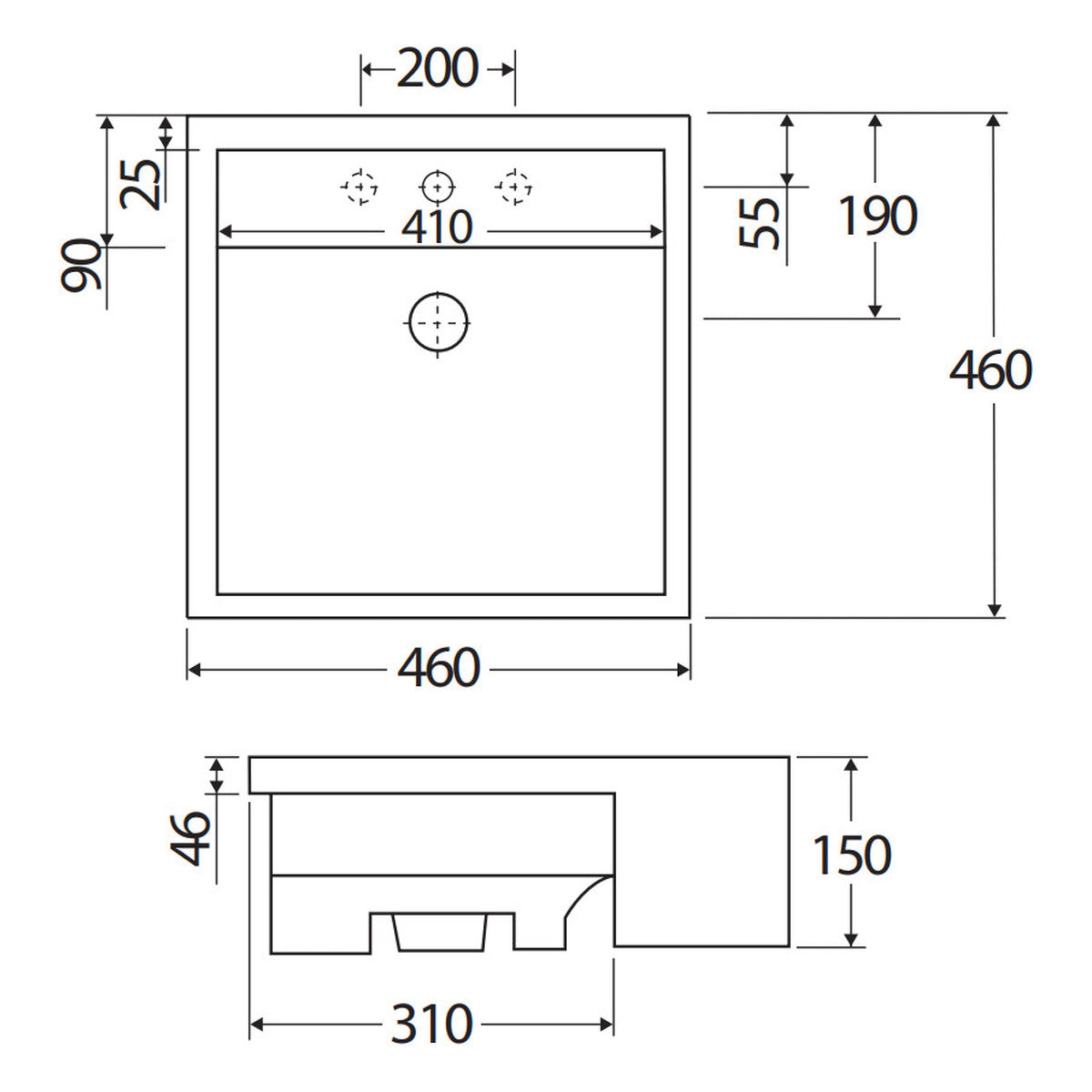 Fienza RAK Nova Semi-Recessed Basin, 3 Tap Holes