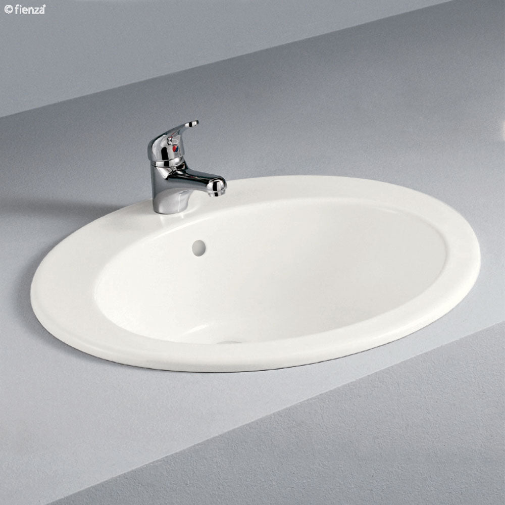 RAK Jessica Ivory Fully-Inset Basin - 1 tap hole