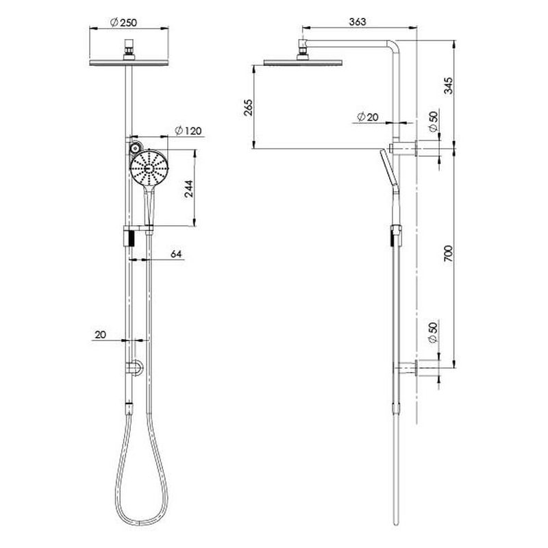 NX Vive Twin Shower - Chrome / Natural White