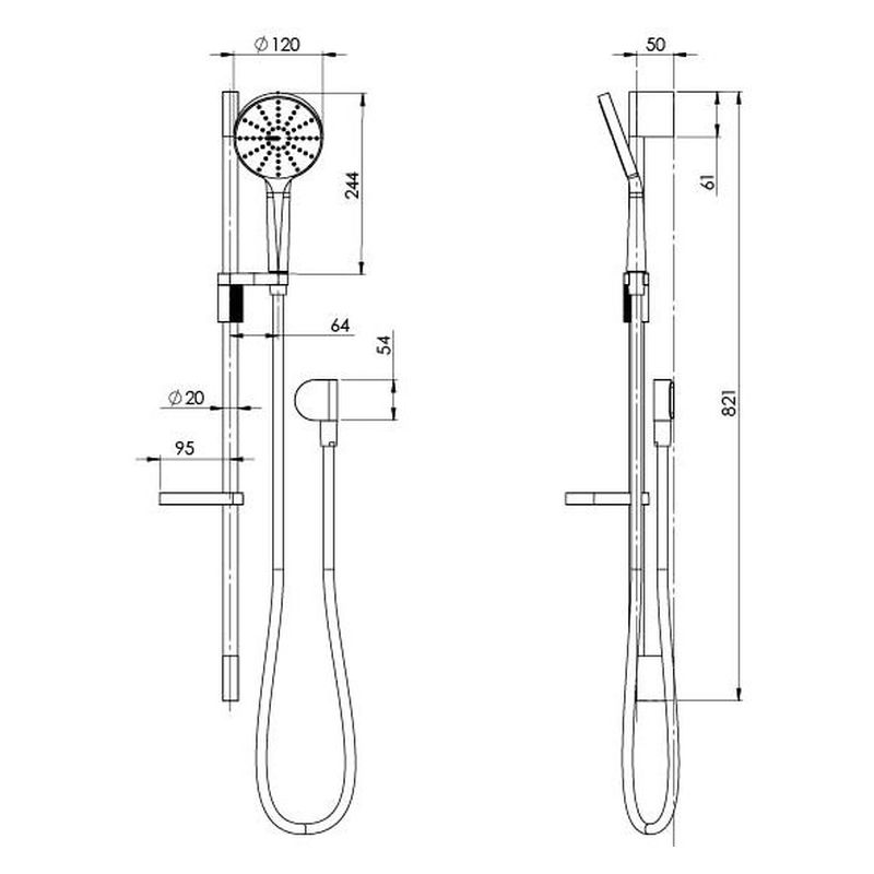 NX Vive Rail Shower - Chrome