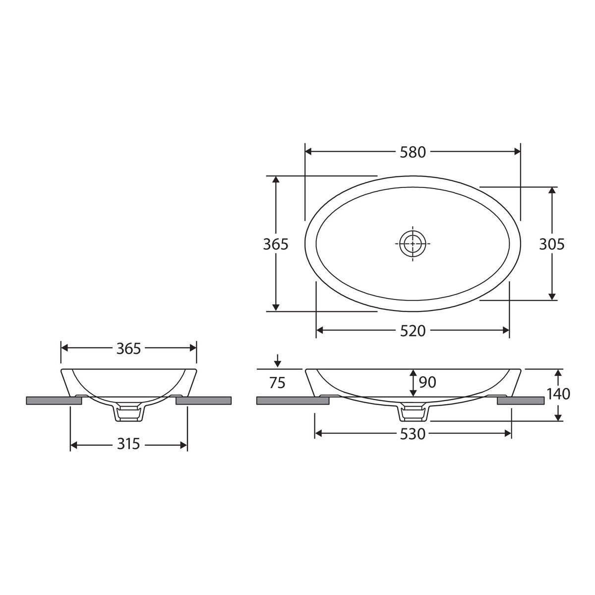 Fienza RAK Resort Semi-Inset Basin