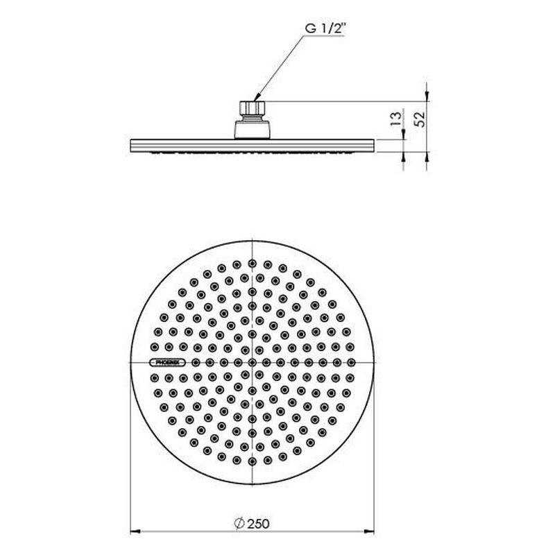 NX Quil Shower Rose - Matte Black