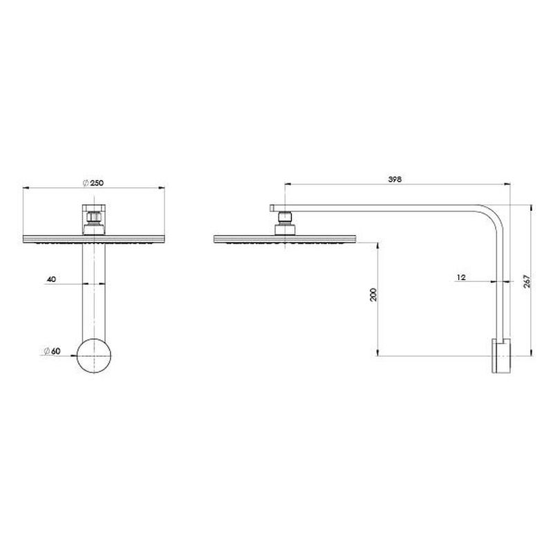 NX Quil Shower Arm & Rose - Matte Black