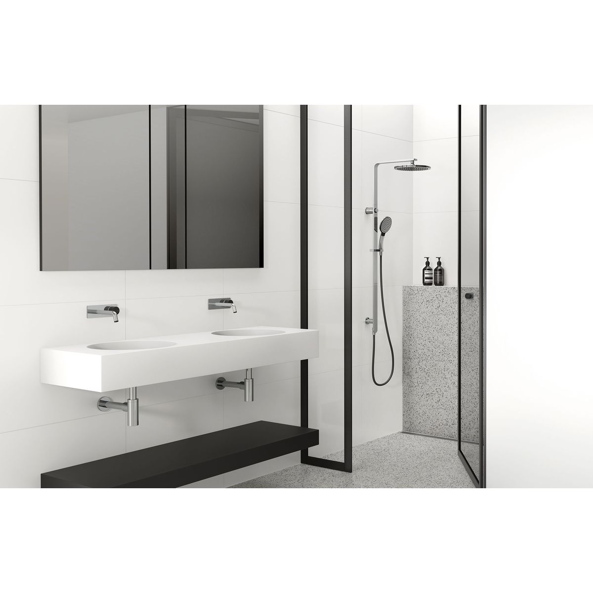 NX Quil Twin Shower - Chrome & Matte Black