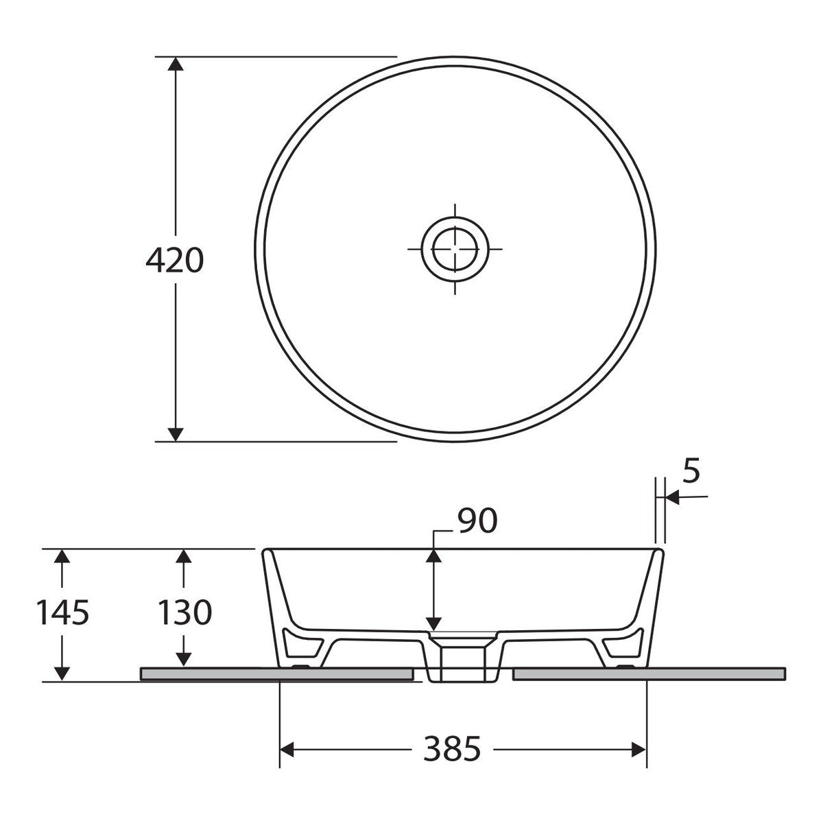 Fienza RAK Feeling Round Above Counter Basin, Matte White