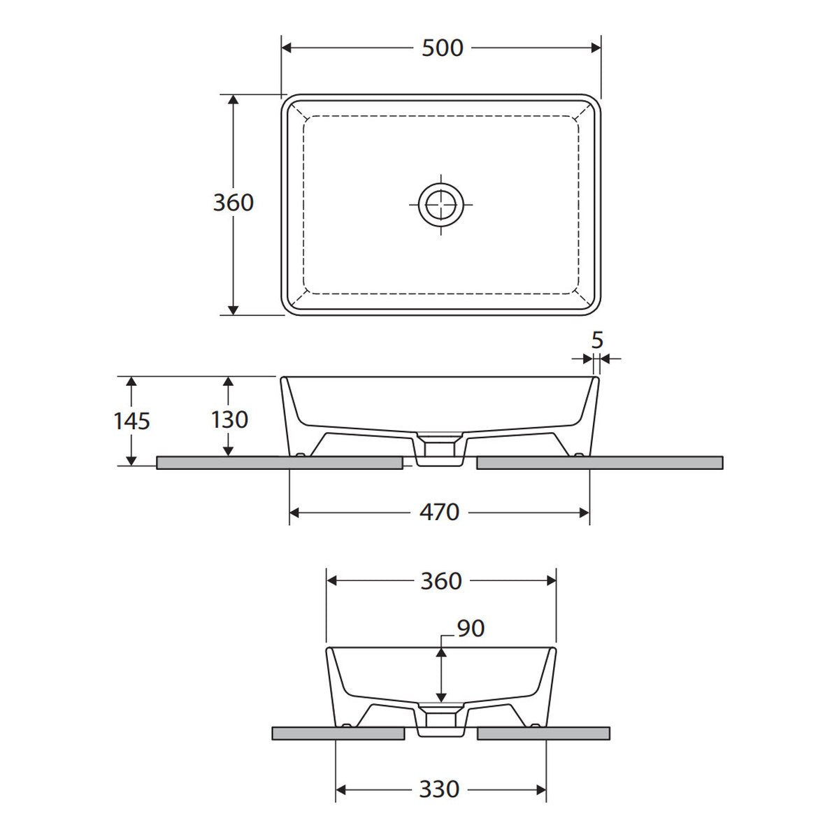 Fienza RAK Feeling Rectangular Above Counter Basin