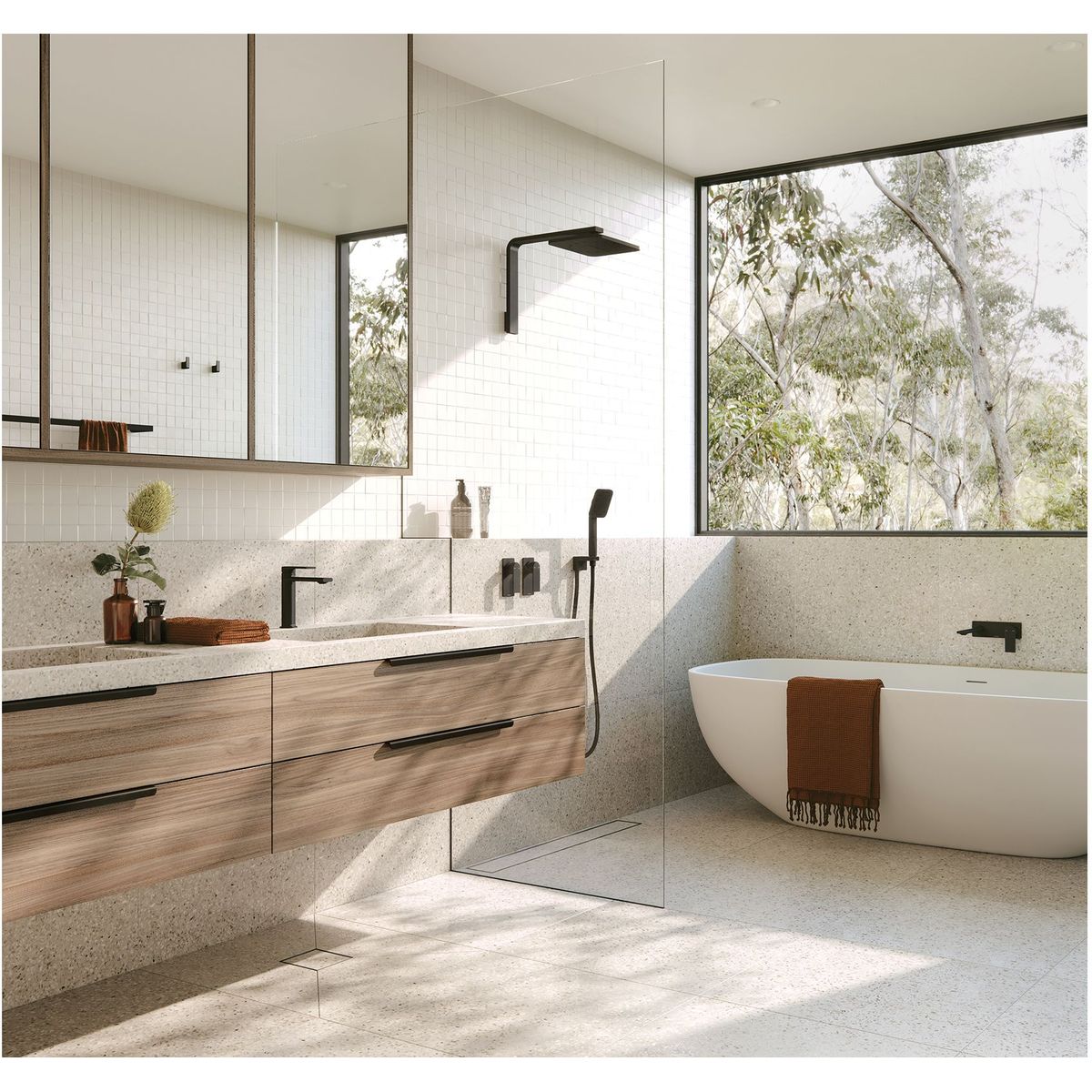NX Orli Shower Arm & Rose - Matte Black
