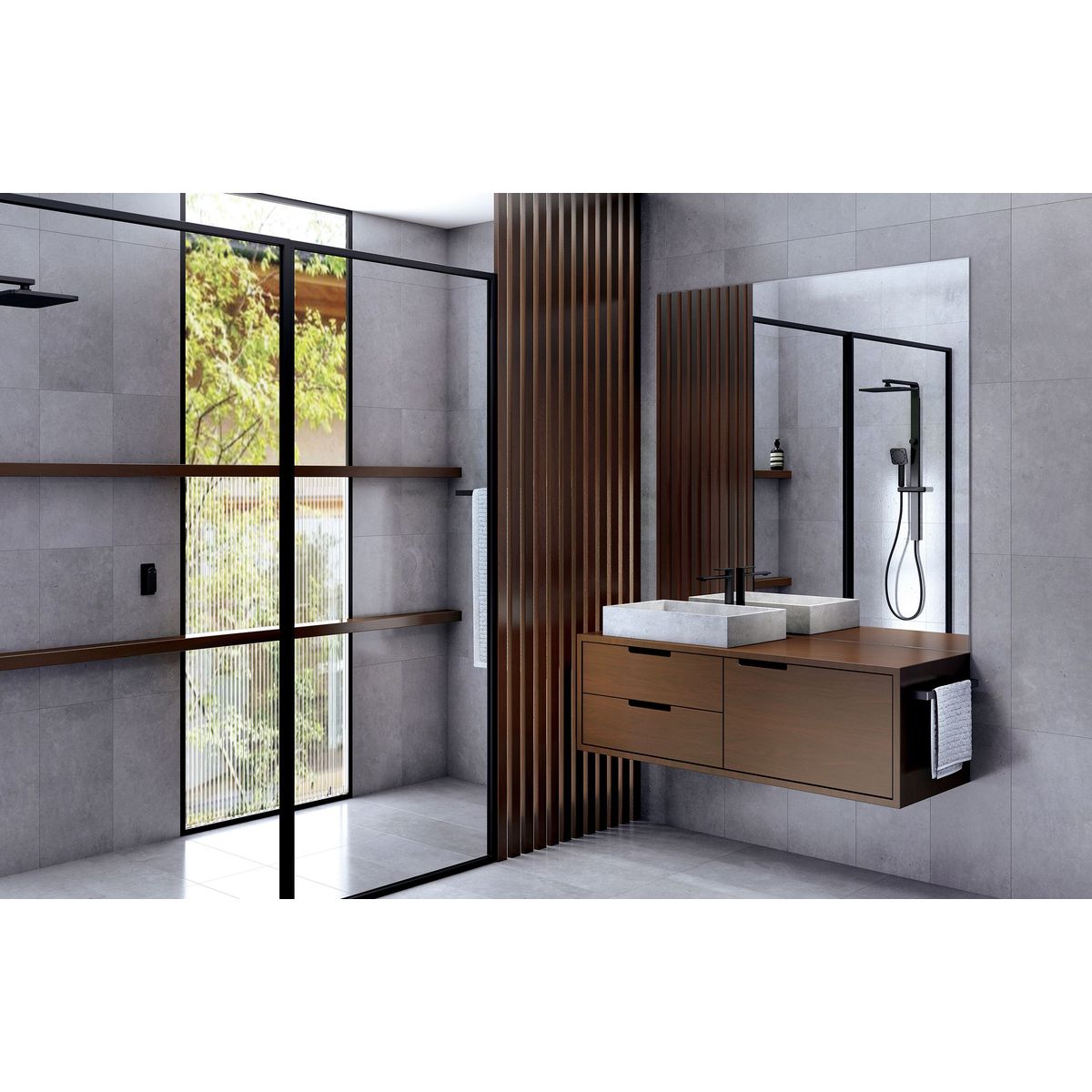 NX Orli Twin Shower - Matte Black